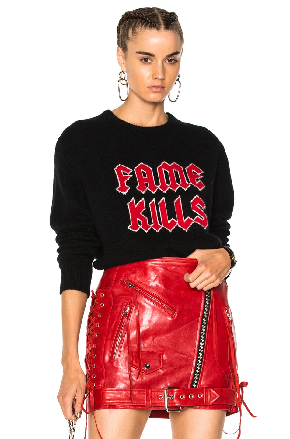 Image 1 of Adaptation Fame Kills Cashmere Sweater in Black with Flame