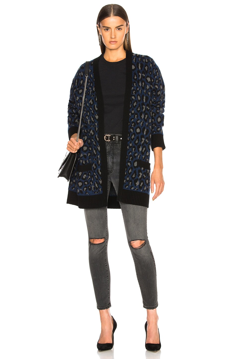 Image 1 of Adaptation Leopard Cardigan in Navy Leopard