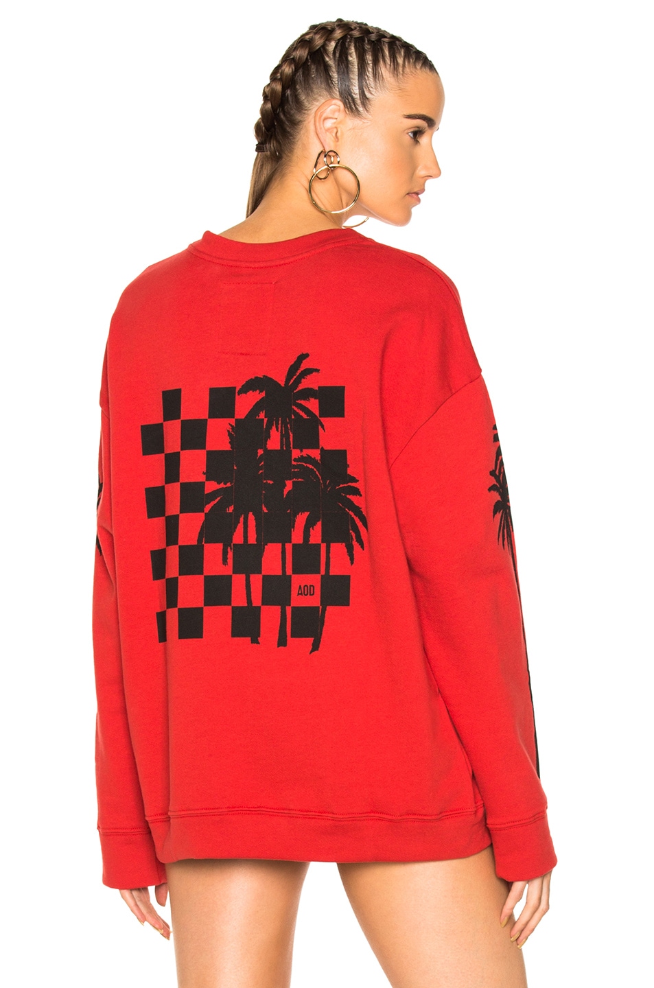 Image 1 of Adaptation Palm Sweatshirt in Black & Vintage Red