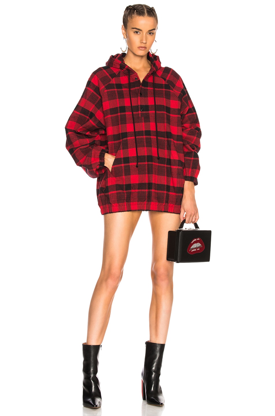 Image 1 of Adaptation Plaid Popover Top in Red & Black Plaid