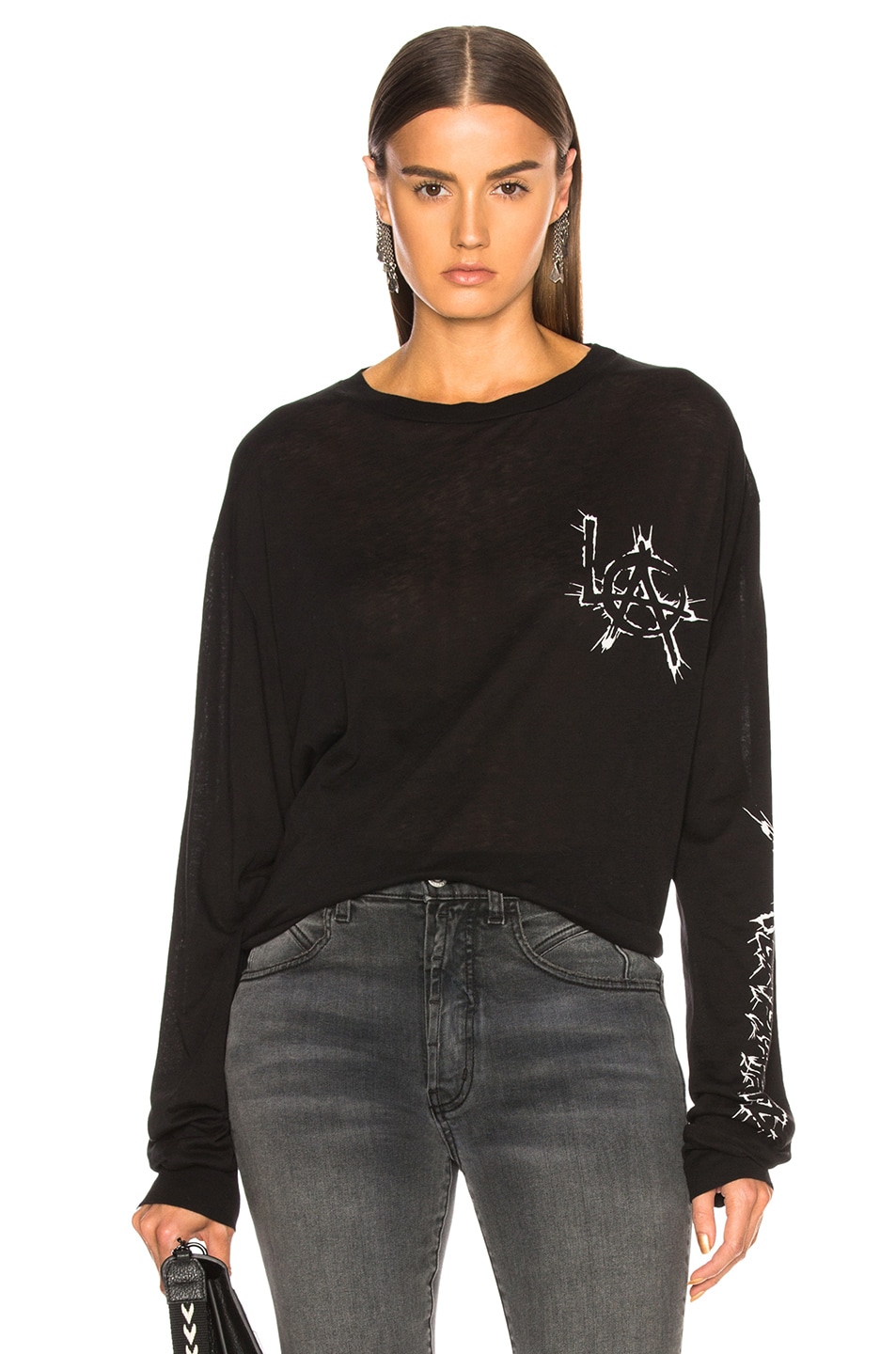 Image 1 of Adaptation Cashmere Long Sleeve Tee in Black Out