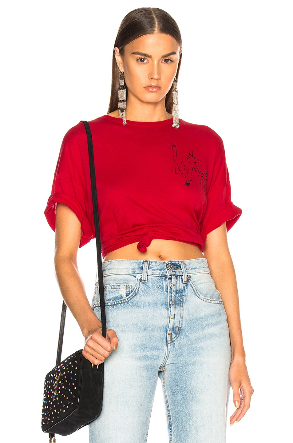 Image 1 of Adaptation Cashmere Short Sleeve Tee in Lipstick