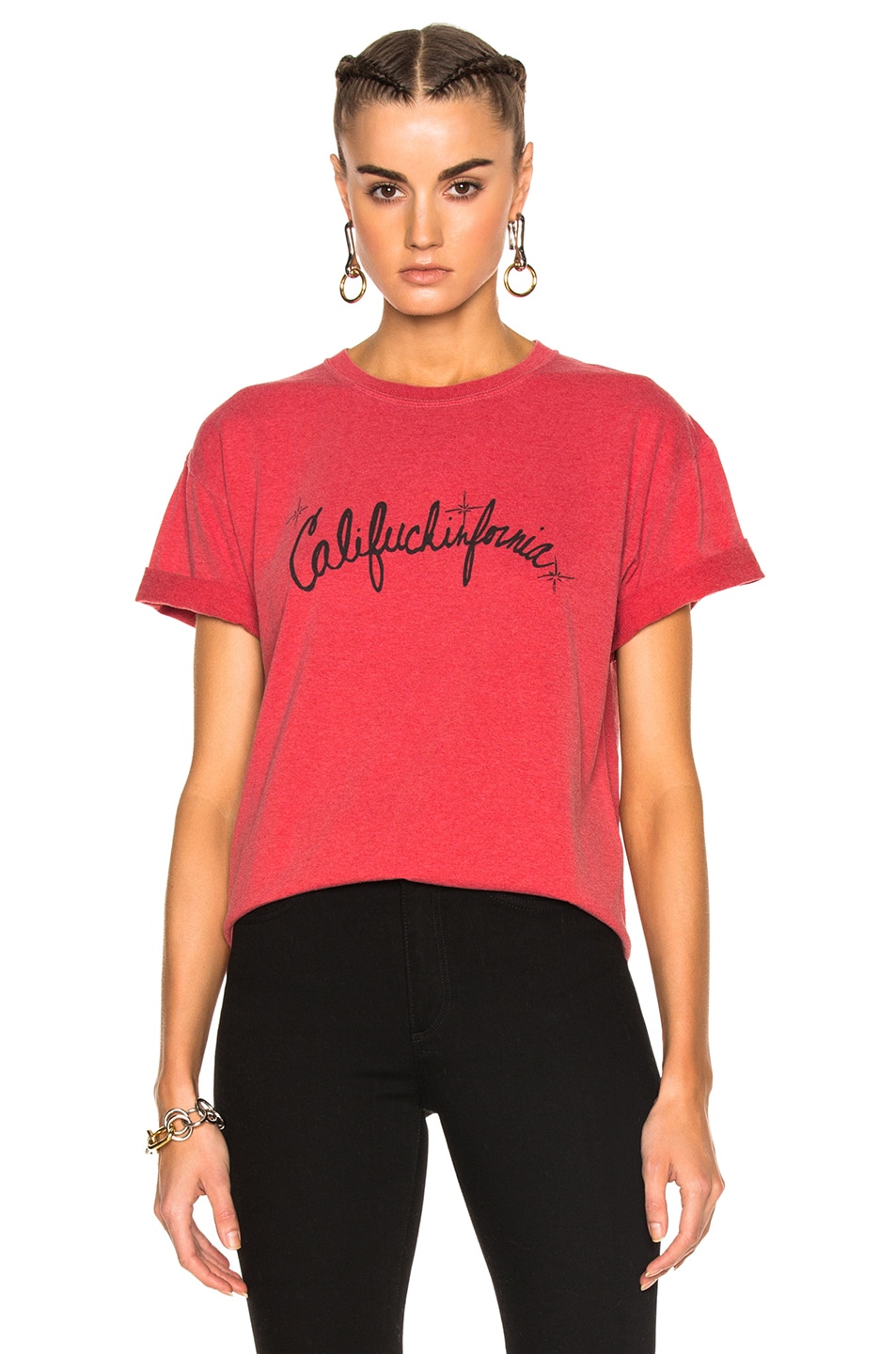 Image 1 of Adaptation Califuckinfornia Vintage Tee in Faded Black & Red