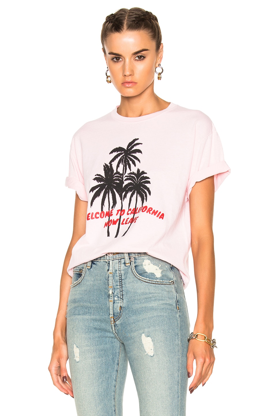 Image 1 of Adaptation Palm Vintage Tee in Faded Pink & Red