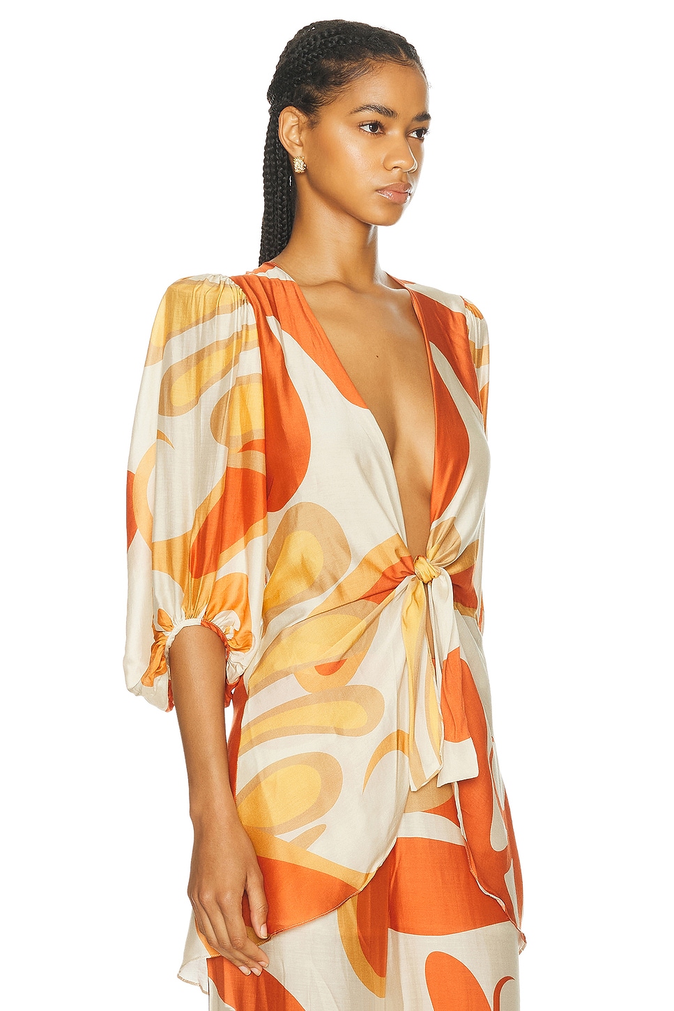 Shop Adriana Degreas Algae Voluminous Sleeve Shirt Coverup In Unique