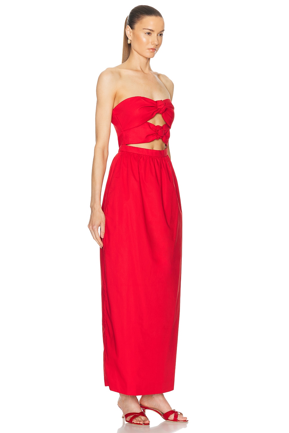 Shop Adriana Degreas Solid Double Knot Long Dress In Red