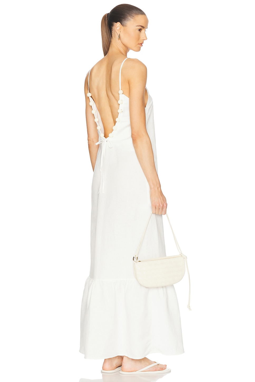 Image 1 of ADRIANA DEGREAS Golden Age Solid Strap Long Dress in Off White