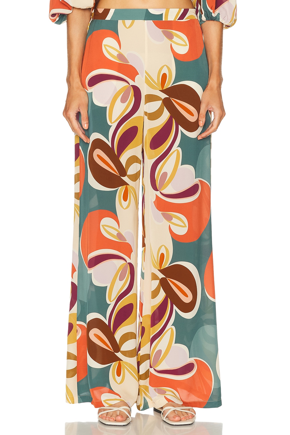 Image 1 of ADRIANA DEGREAS Organic Floral Wide Leg Pant in Unique