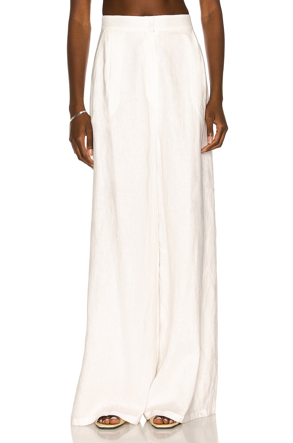 Image 1 of ADRIANA DEGREAS Solid Wide Leg Pants in Off White