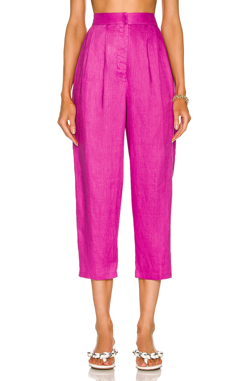Image 1 of ADRIANA DEGREAS Solid Carrot Pants in Fuchsia