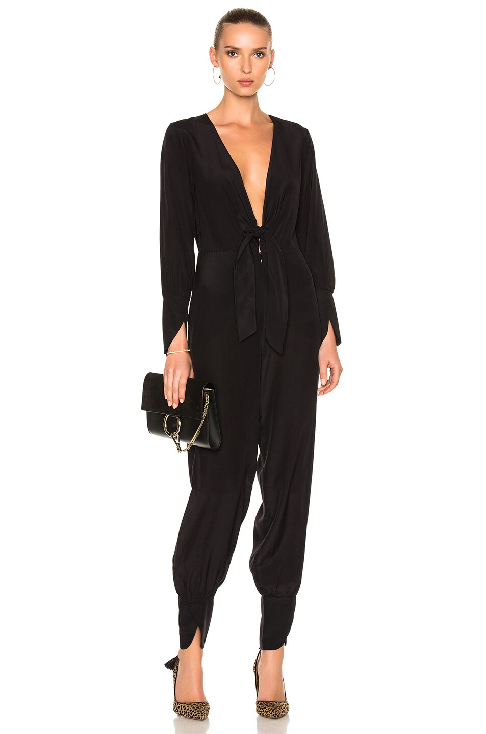 Image 1 of ADRIANA DEGREAS Solid Jumpsuit in Black