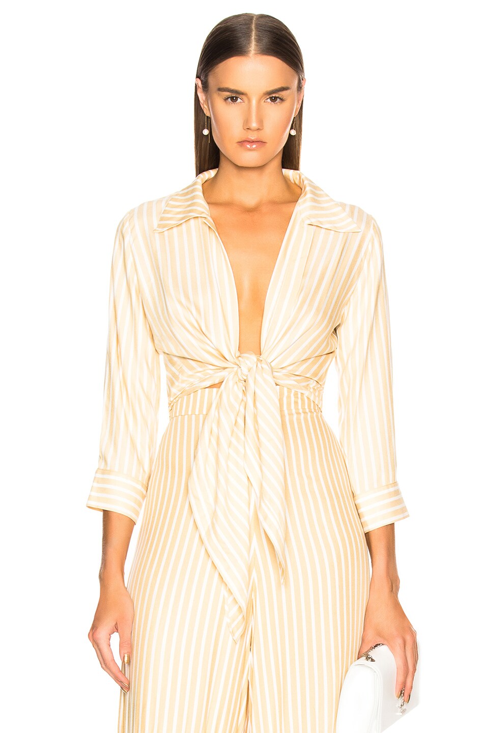Image 1 of ADRIANA DEGREAS Striped Tie Top in Yellow