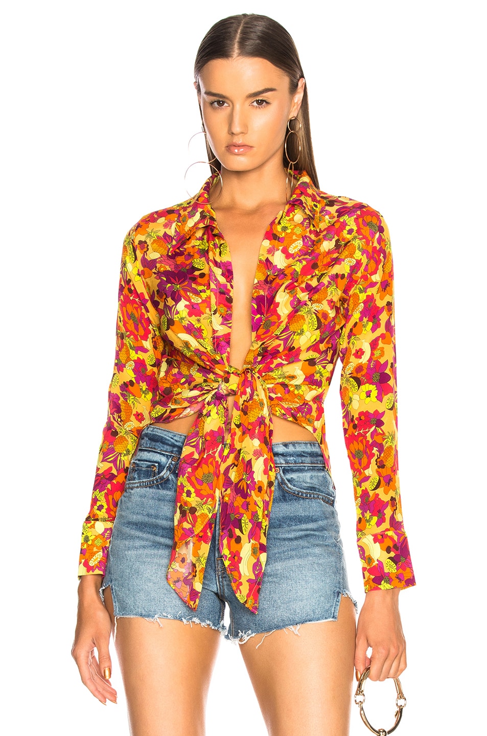 Image 1 of ADRIANA DEGREAS Fruits Print Top in Yellow