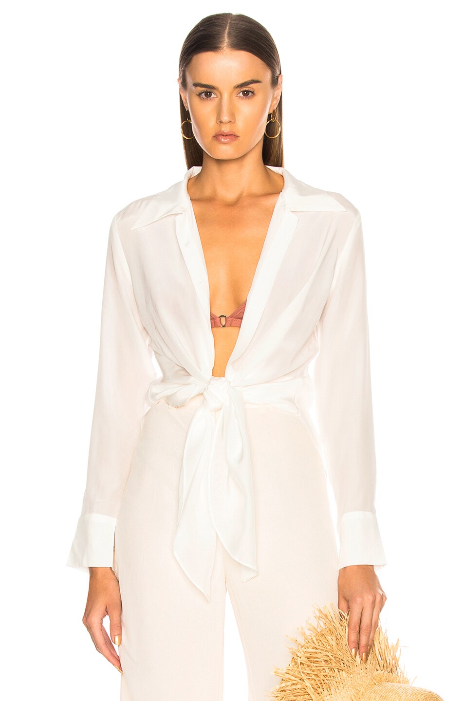 Image 1 of ADRIANA DEGREAS Pineapple Buttons Top in Off White