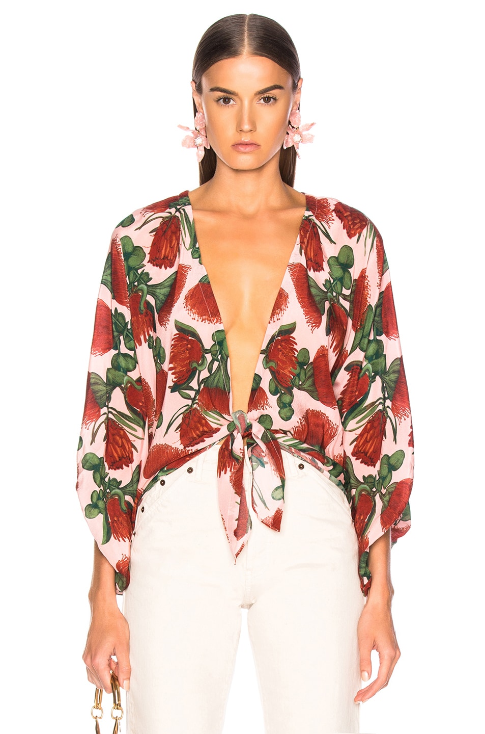 Image 1 of ADRIANA DEGREAS Fiore Shirt With Voluminous Sleeves in Rose