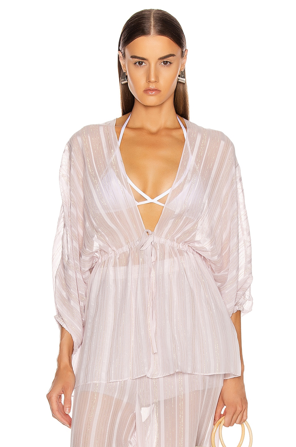 Image 1 of ADRIANA DEGREAS Soleil Blouse with Voluminous Sleeves in Light Lilac