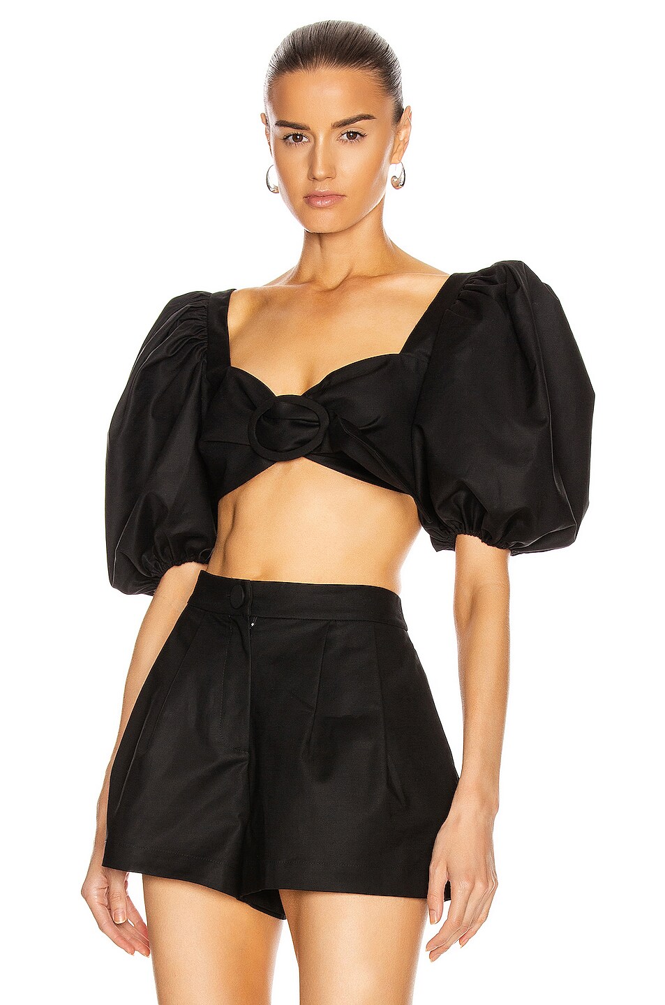 Image 1 of ADRIANA DEGREAS Cropped Blouse in Black