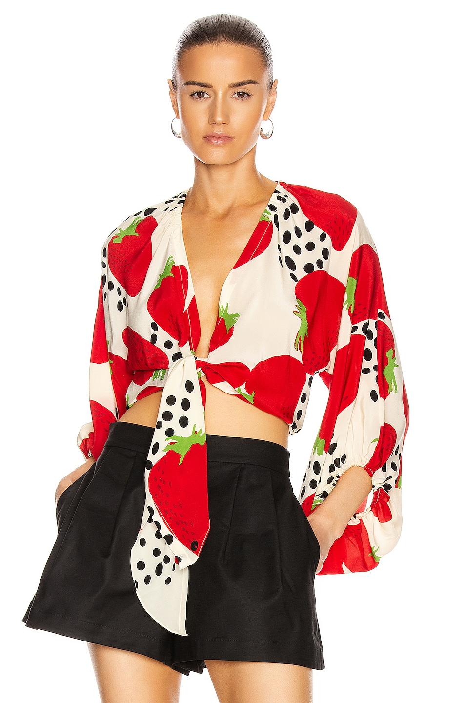 Image 1 of ADRIANA DEGREAS Strawberry Shirt in Red