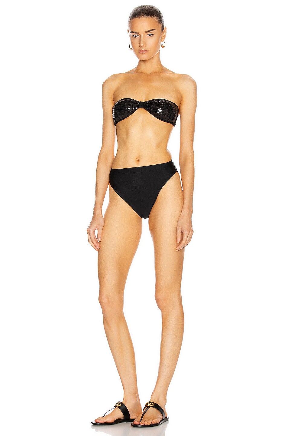 Image 1 of ADRIANA DEGREAS High Leg Strapless Bikini in Black