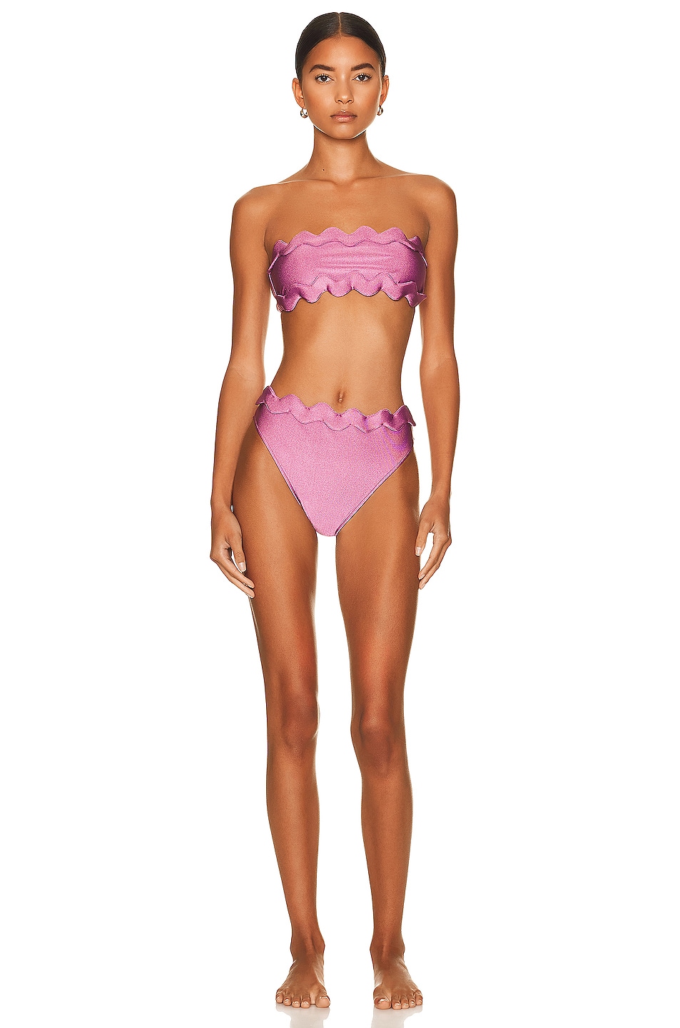 Image 1 of ADRIANA DEGREAS Moves High Leg Bandeau Bikini Set in Lilac