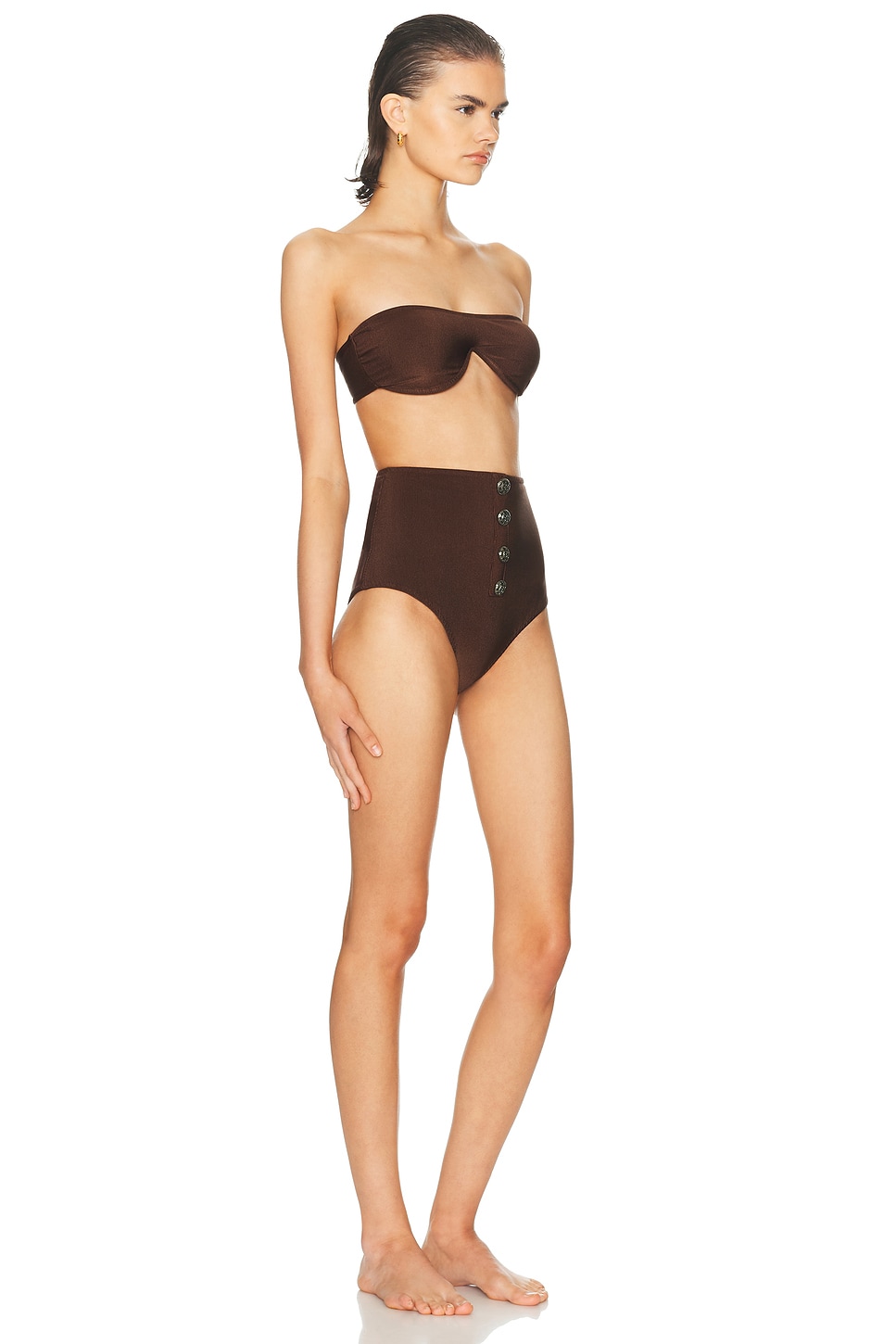 Adriana Degreas Corduroy High-leg Strapless Bikini Set In Brown