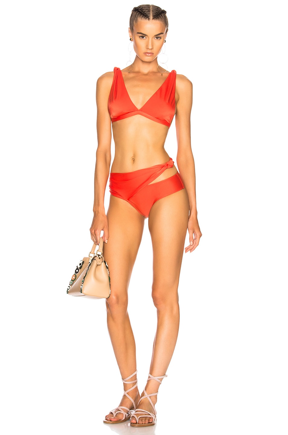 Image 1 of ADRIANA DEGREAS Solid Knot Bikini in Coral