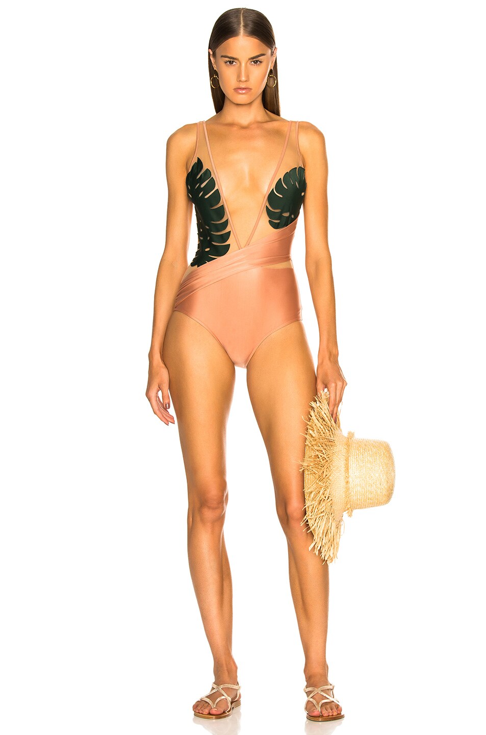 Image 1 of ADRIANA DEGREAS Tropical Chic Swimsuit With Tulle in Rose