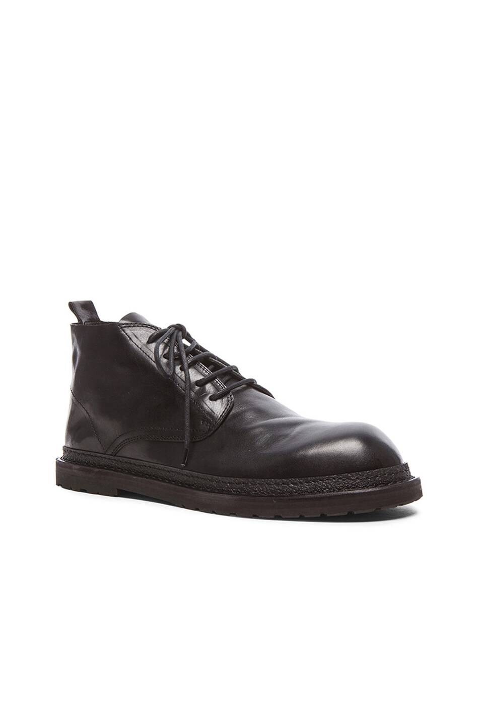 Image 1 of AD Ann Demeulemeester Leather Lace Up Short Boots in Black