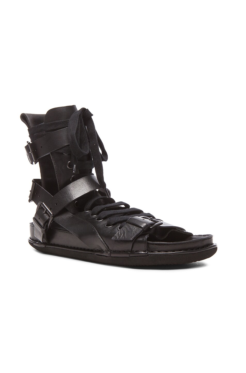 Image 1 of AD Ann Demeulemeester Leather Sandals in Black
