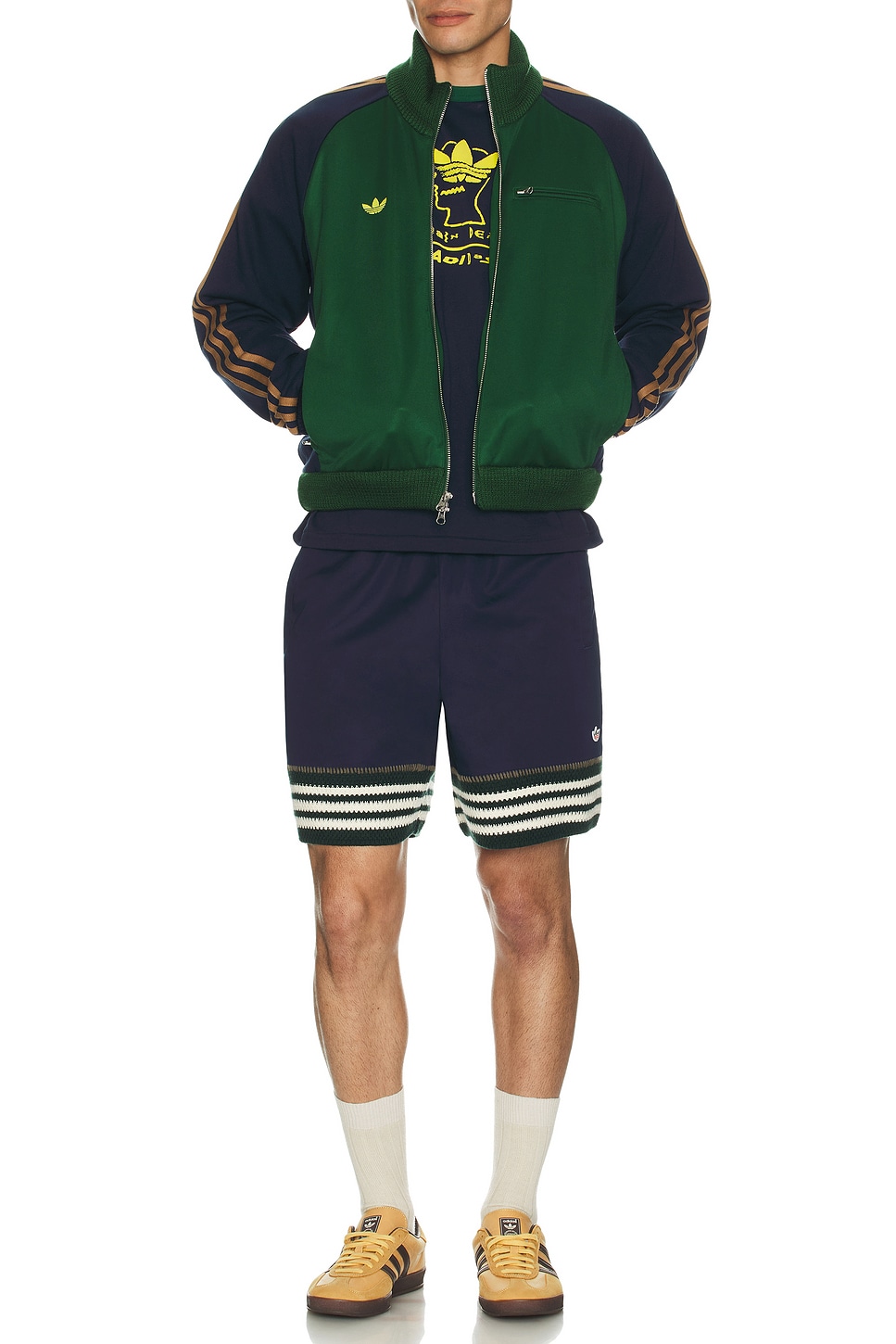 Image 1 of adidas Originals x Clot Woven Track Shorts in Navy