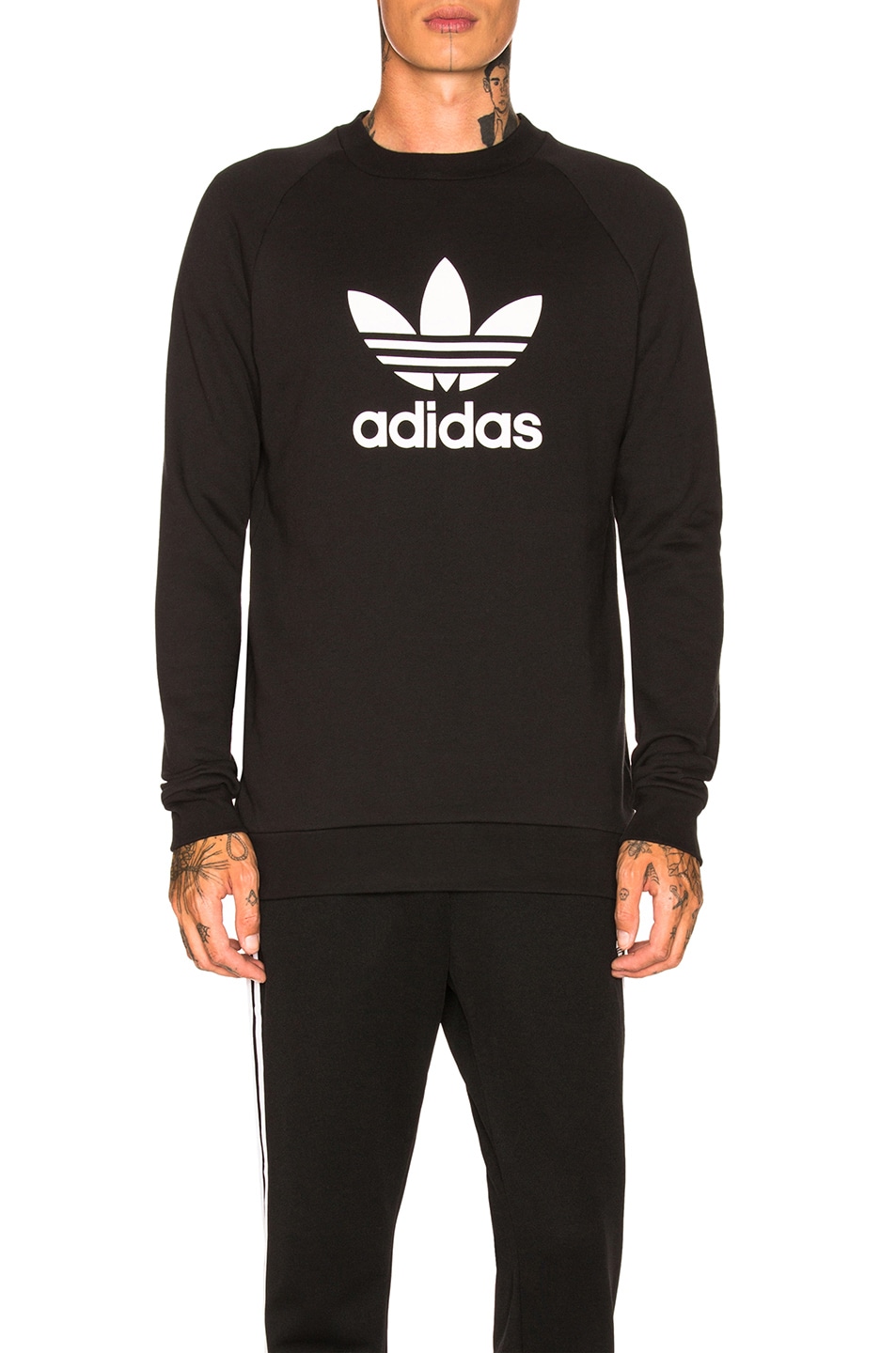 Image 1 of adidas Originals Trefoil Warm Up Crew Sweatshirt in Black