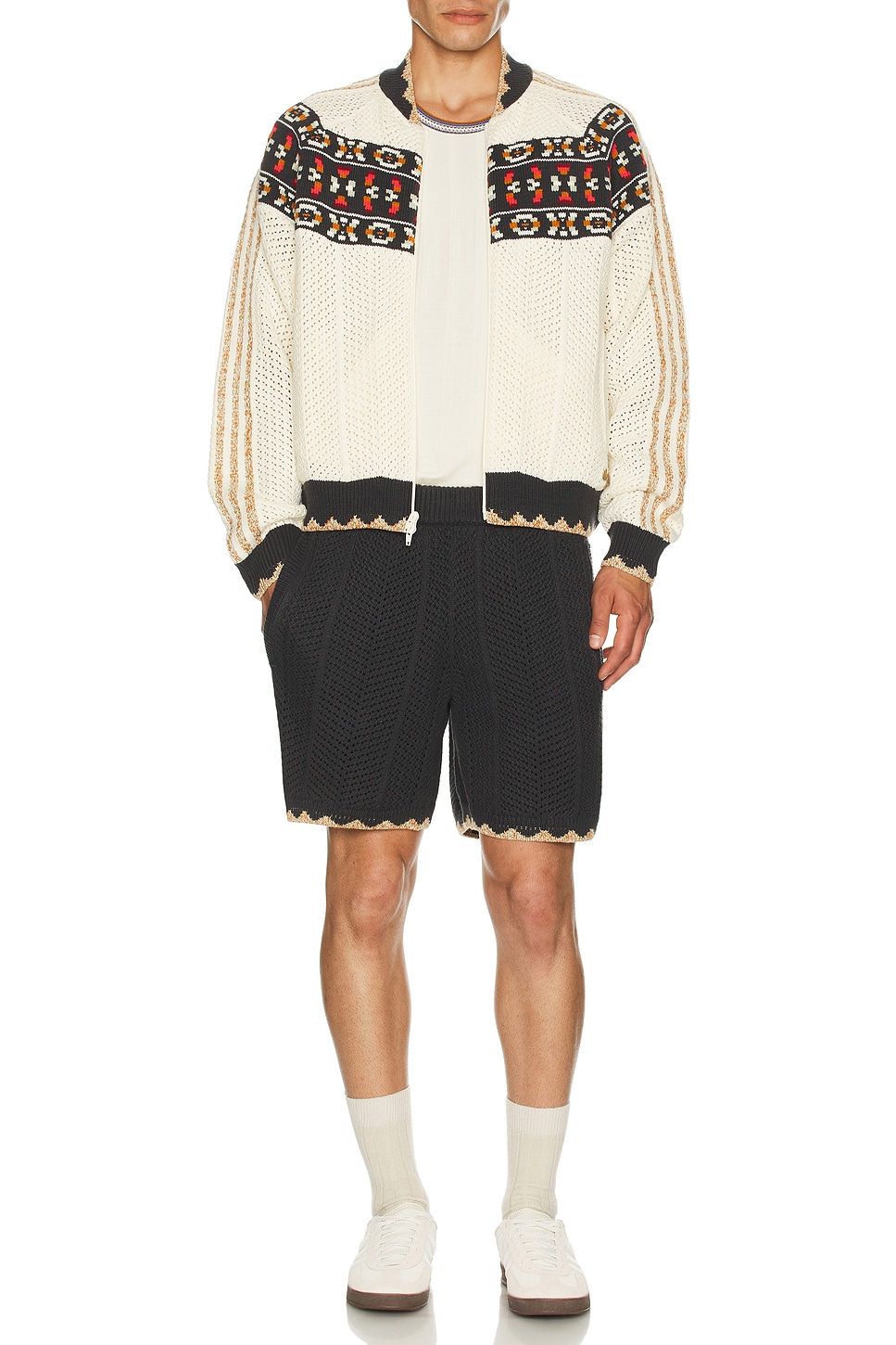 Image 1 of adidas Originals x Clot Knit Collar Tank in Cream & White