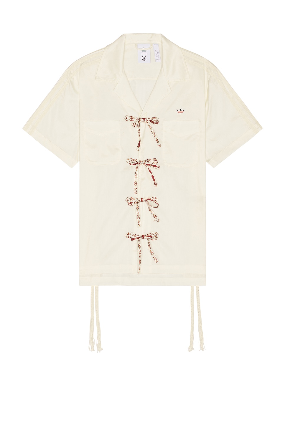 Image 1 of adidas Originals x Clot Bowling Shirt in Cream & White