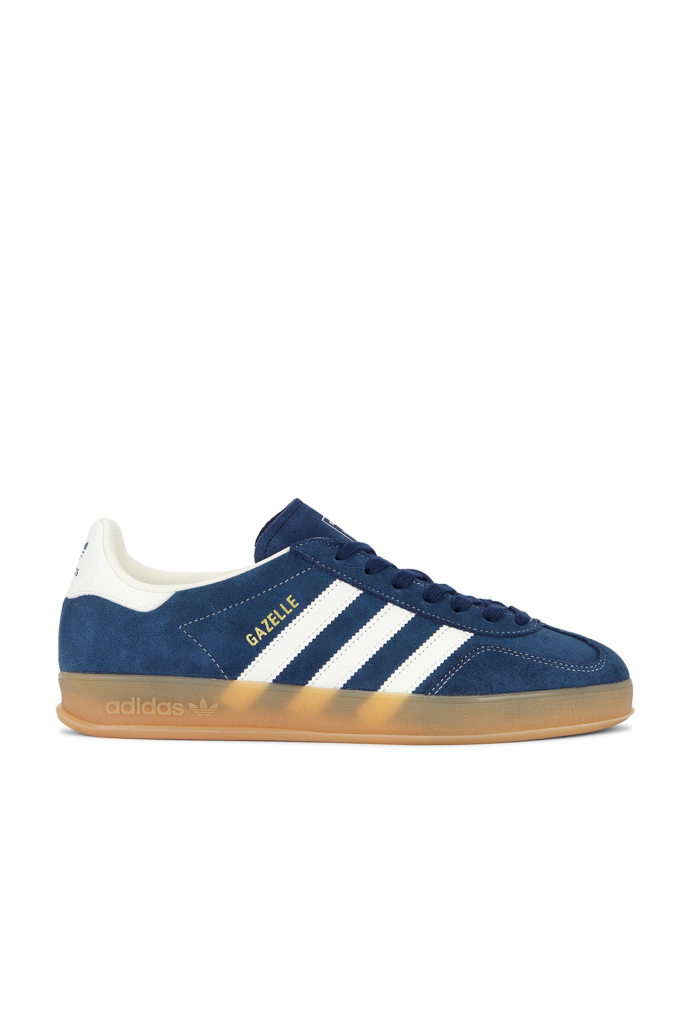 Image 1 of adidas Originals Gazelle Indoor Sneaker in Navy Indigo, Off White, & Gold Metallic