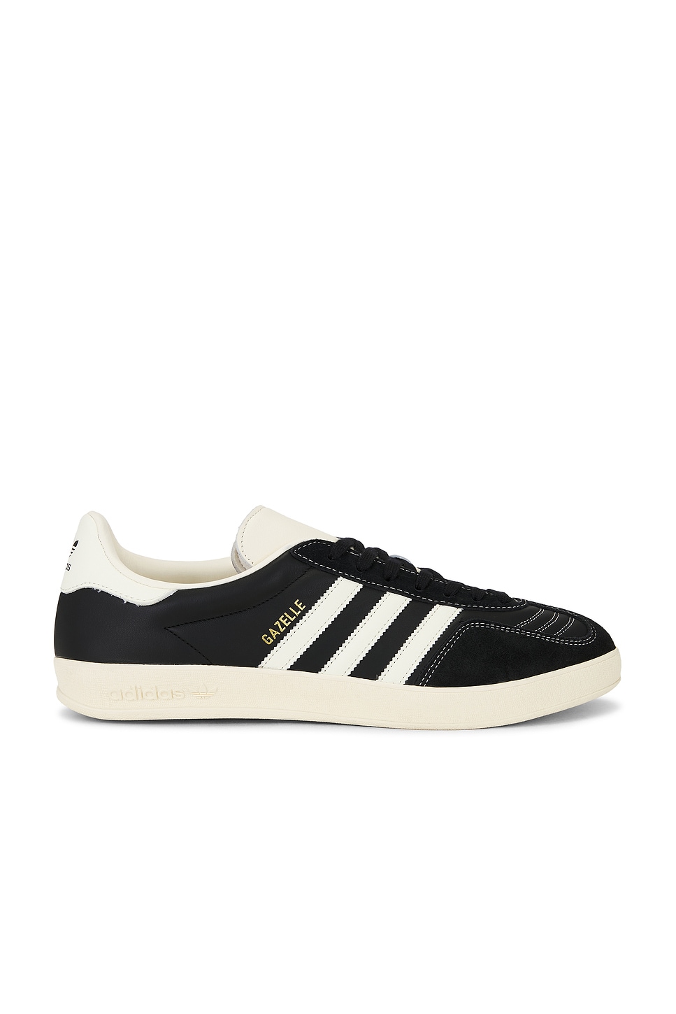 Image 1 of adidas Originals Gazelle Indoor Sneakers in Core Black, Cream White, & Gold Metallic