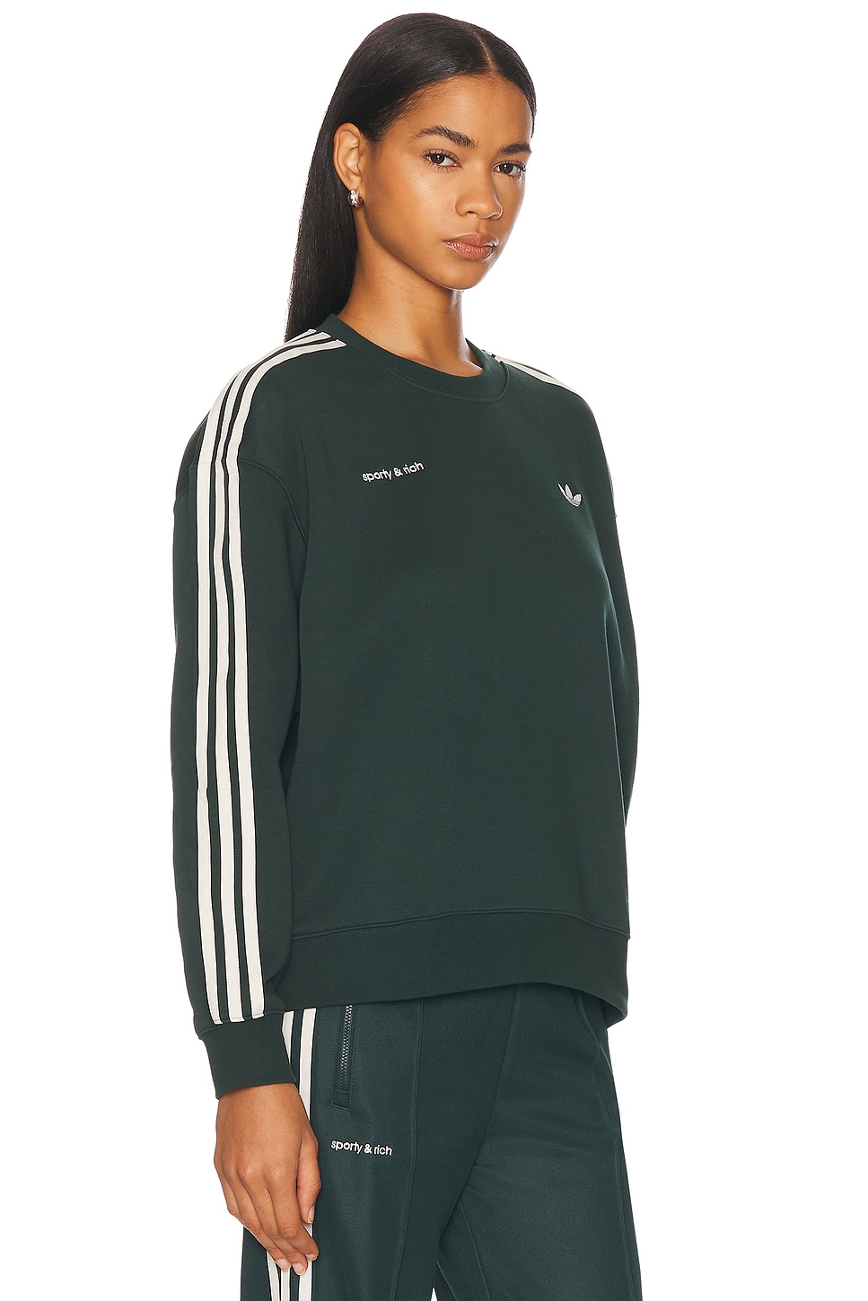 Shop Adidas Originals X Sporty & Rich Crewneck Sweatshirt In Green