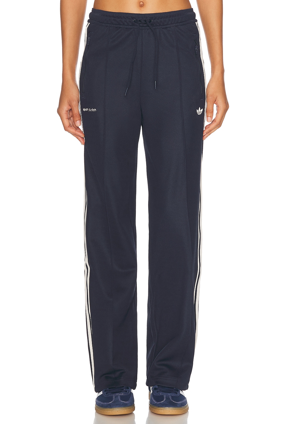 Image 1 of adidas Originals x Sporty & Rich Wide Leg Pant in Blue
