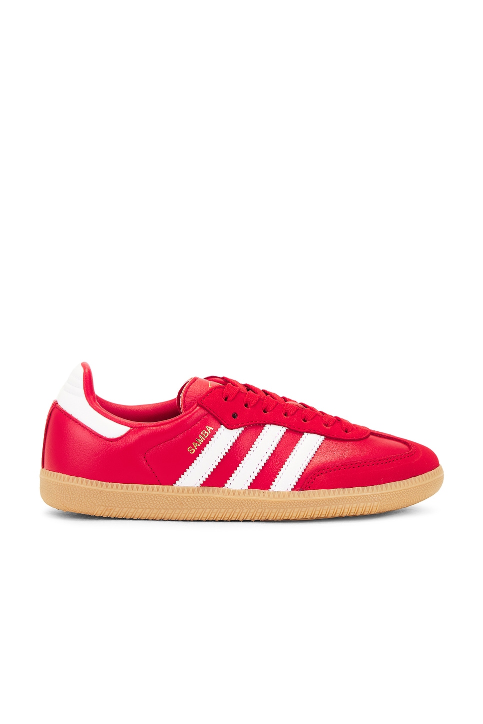 Image 1 of adidas Originals Samba OG in Better Scarlet, White, & Gold Metallic