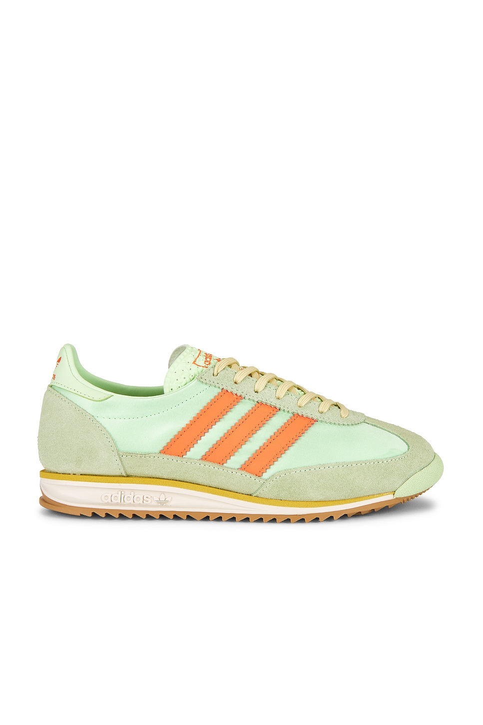 Adidas Originals Sl 72 Og Three-stripe Trainers In Semi Green Spark Solar Orange & Off Wh