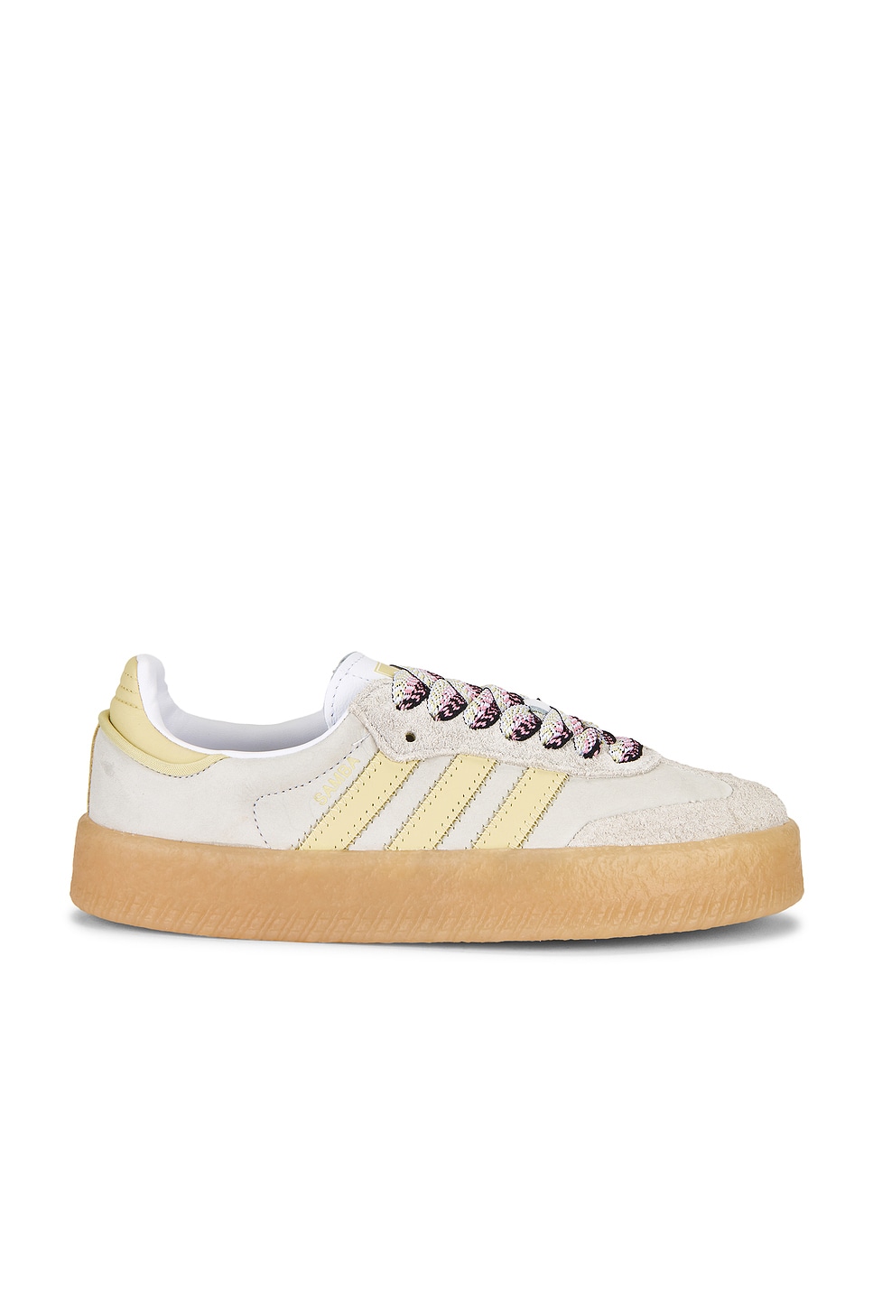 Image 1 of adidas Originals Sambae Sneaker in White & Powder Yellow