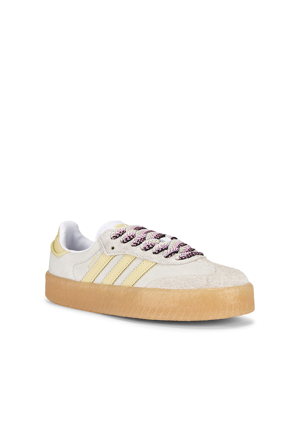 Adidas Originals Sambae Sneaker In White & Powder Yellow