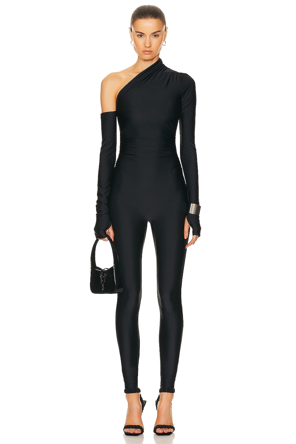 Image 1 of The Andamane Olimpia One Shoulder Jumpsuit in Black