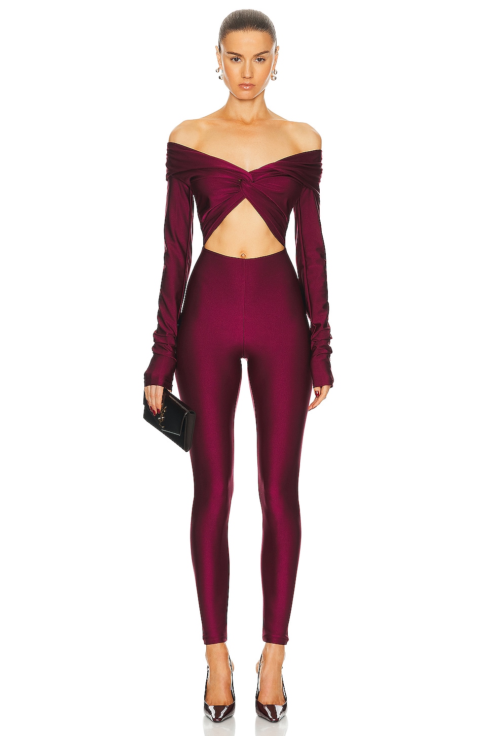 Image 1 of The Andamane Kendall Off-shoulder Jumpsuit in Ruby