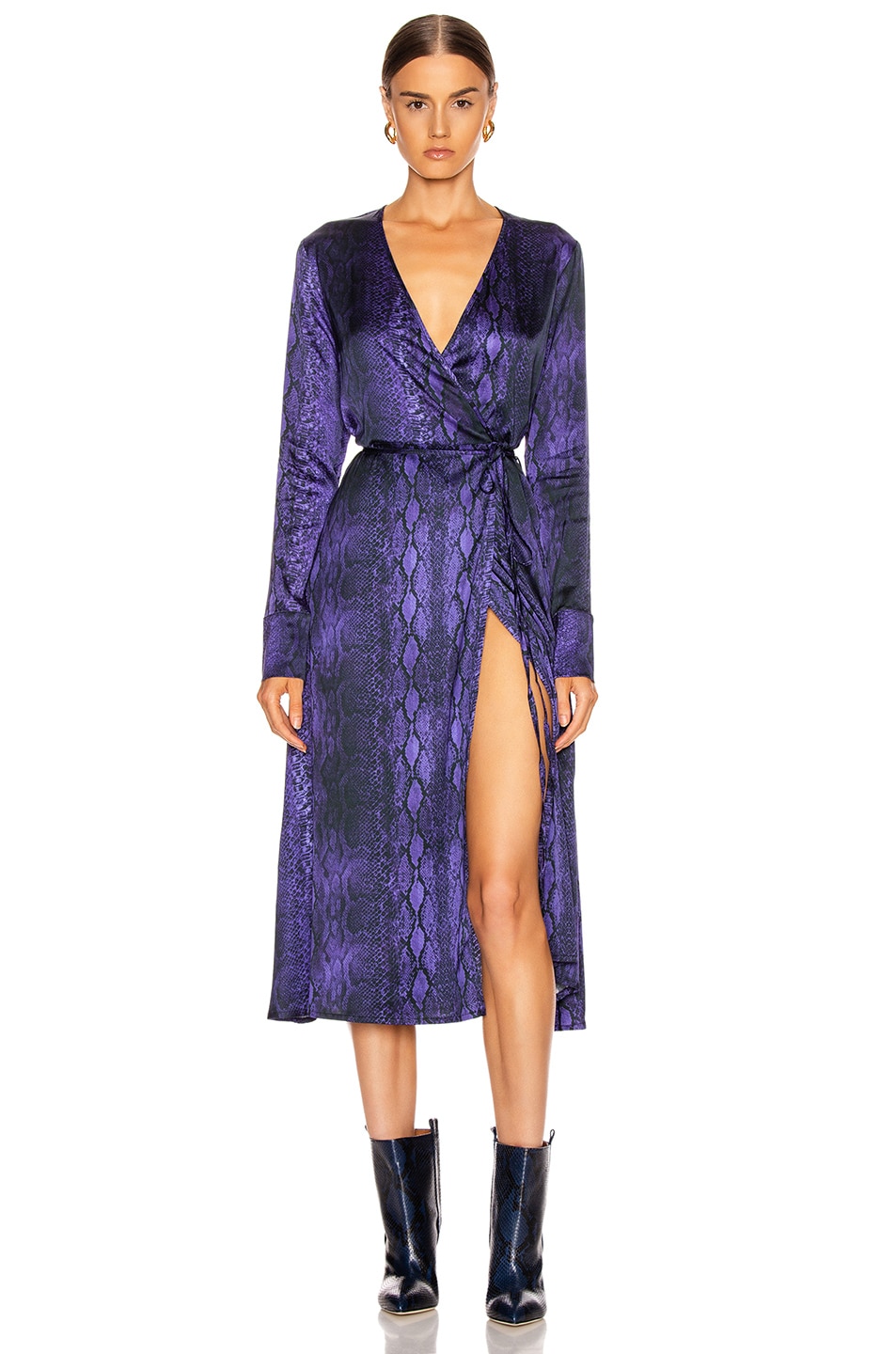 Image 1 of The Andamane Beverly Wrap Dress in Purple Python