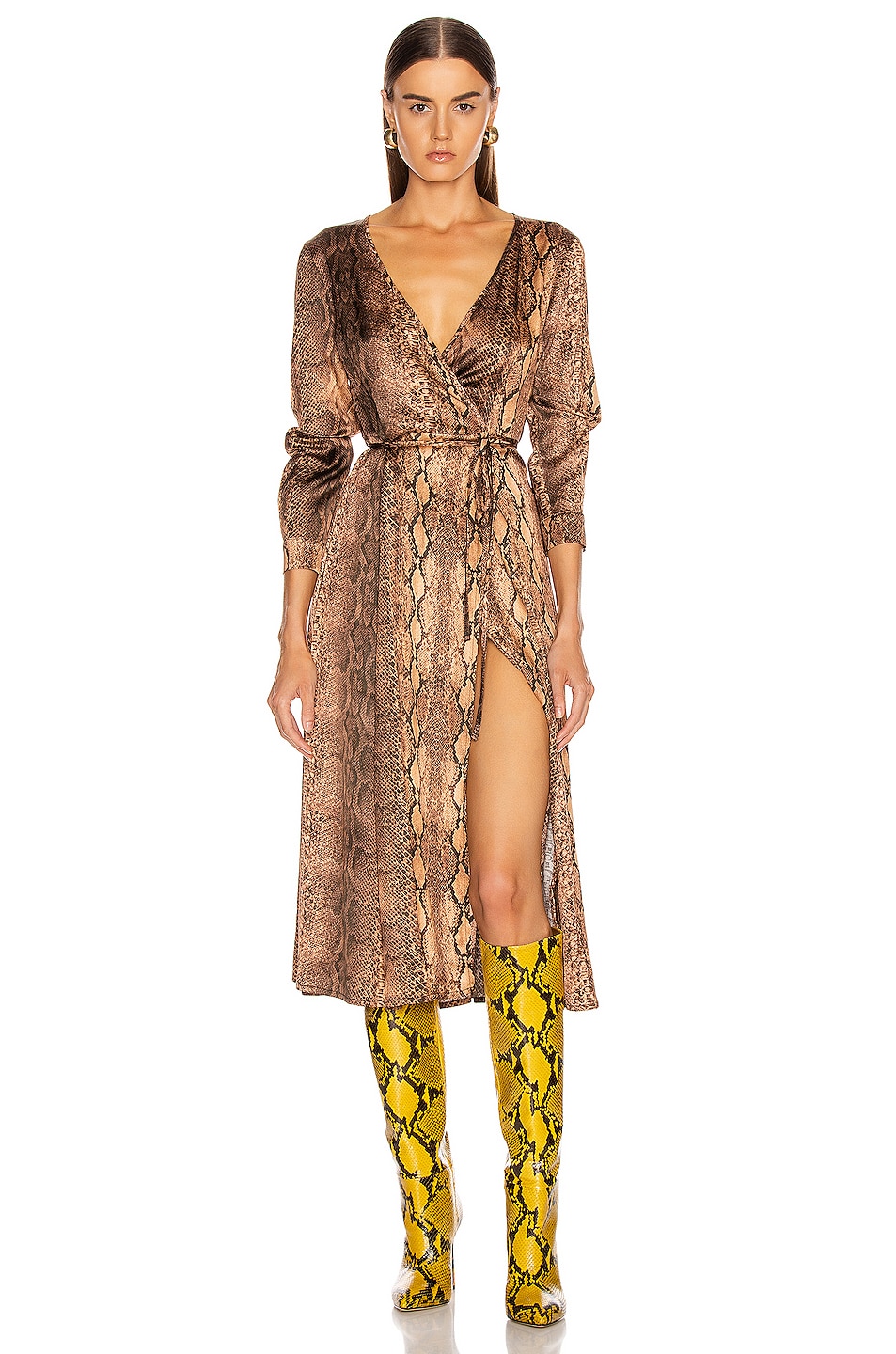 Image 1 of The Andamane Beverly Wrap Dress in Brown Snake
