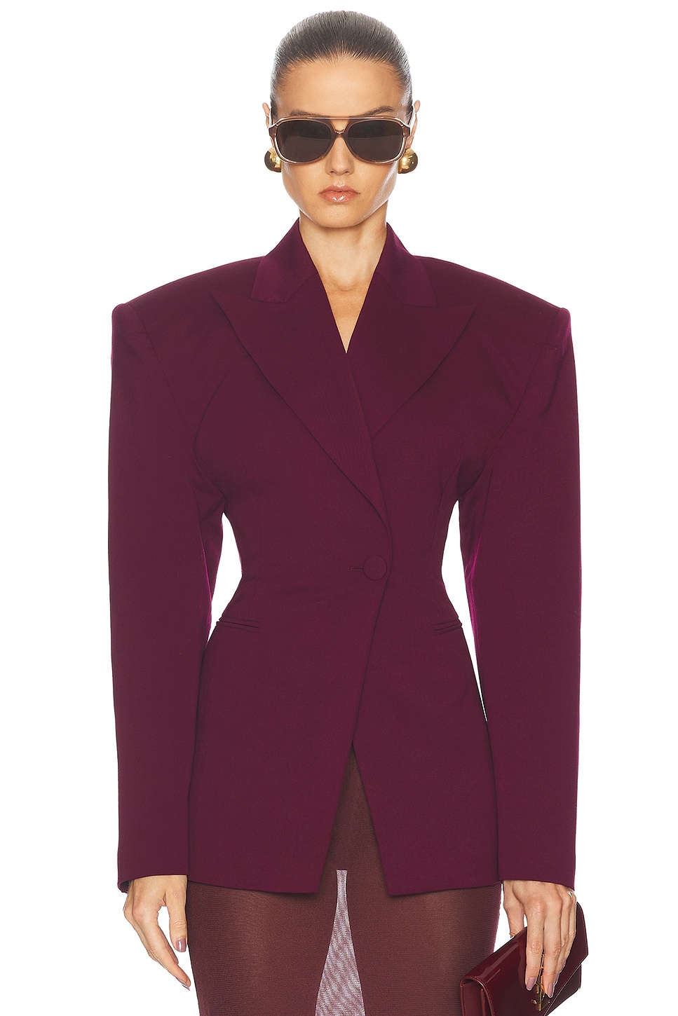 Ottavia Hourglass Blazer in Wine