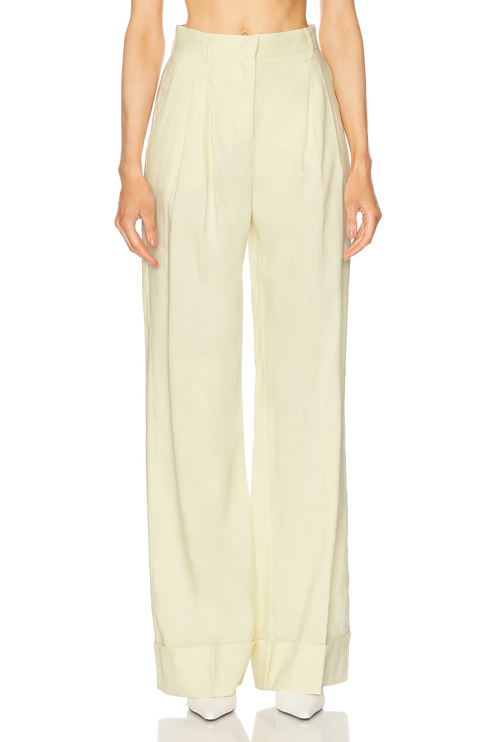Image 1 of The Andamane Nathalie Cuffed Hem Maxi Pant in Pale Yellow