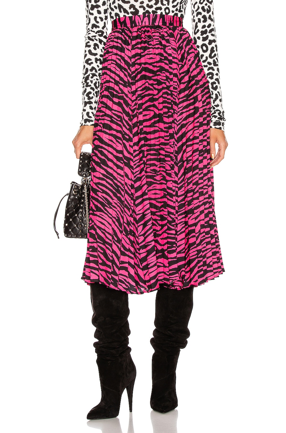 Image 1 of The Andamane Becky Midi Skirt in Fuchsia Zebra