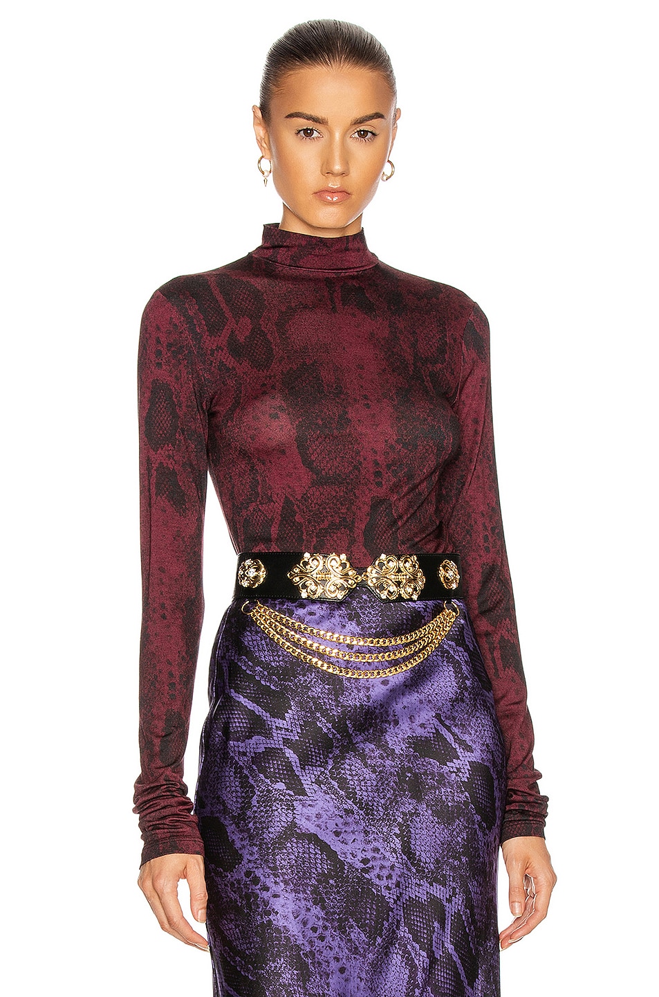 Image 1 of The Andamane Beth Top in Burgundy Snake