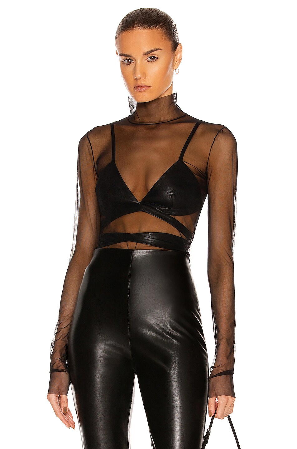 Image 1 of The Andamane Halle Tulle Turtleneck Top in Black